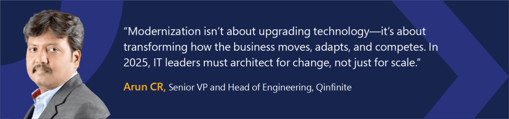 Modernization leadership quote by Arun CR from Qinfinite